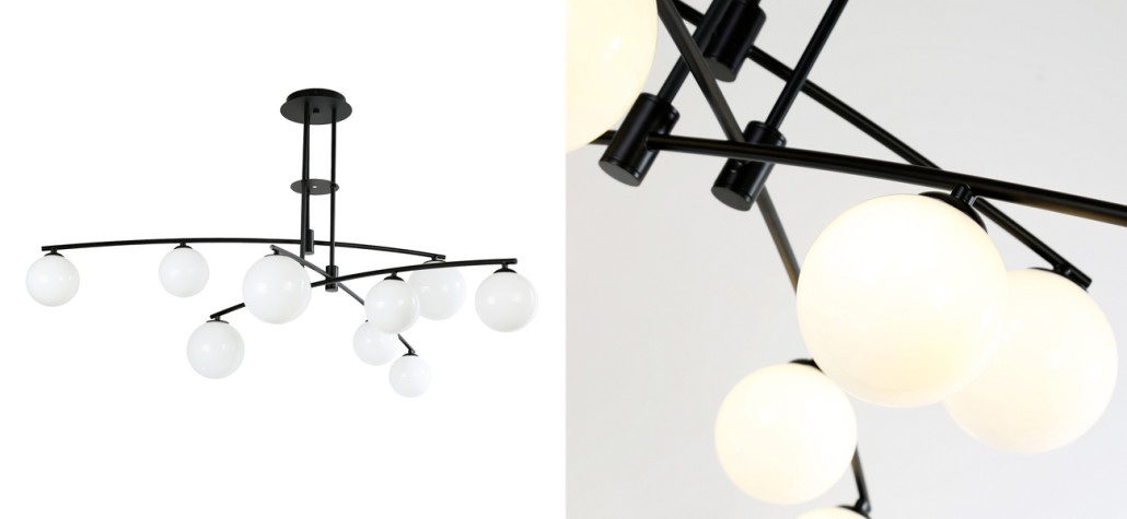 Люстра матового черного цвета с белыми плафонами B.LUX C 9 Ламп