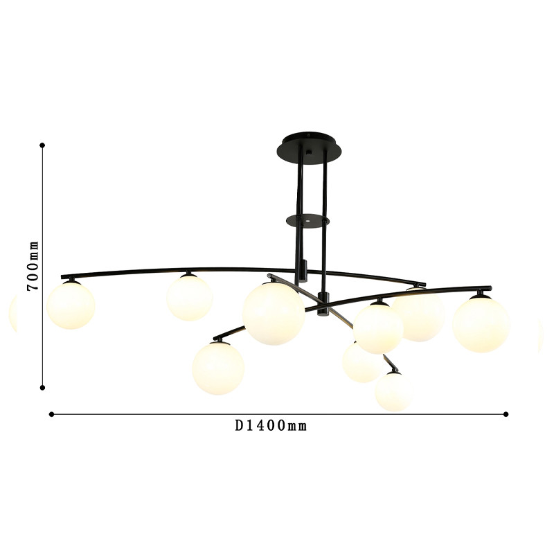 Люстра матового черного цвета с белыми плафонами B.LUX C 9 Ламп
