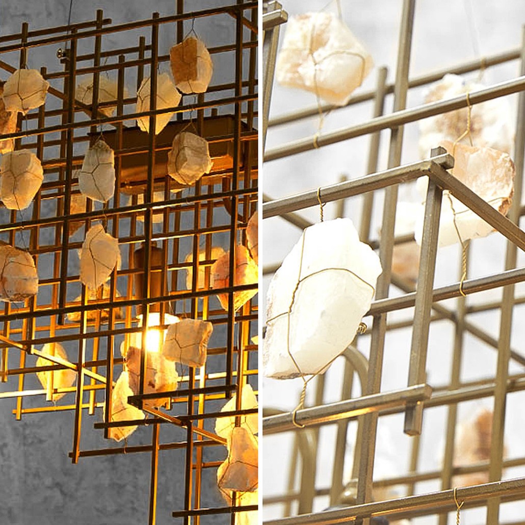 Люстра металлическая с подвесками из камня Geometric Stones Chandelier