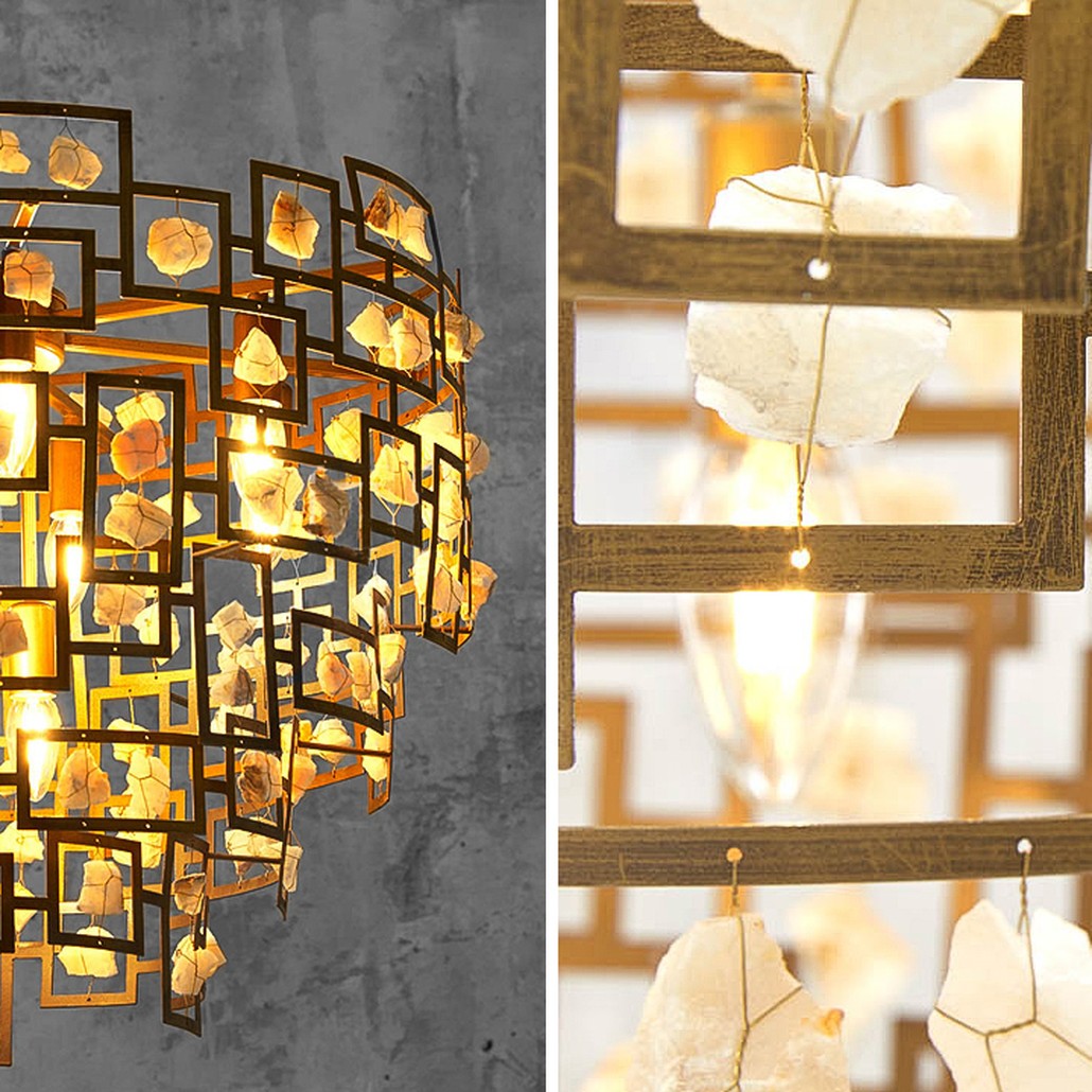Люстра металлическая с подвесками из камня Maze Stones Chandelier 52