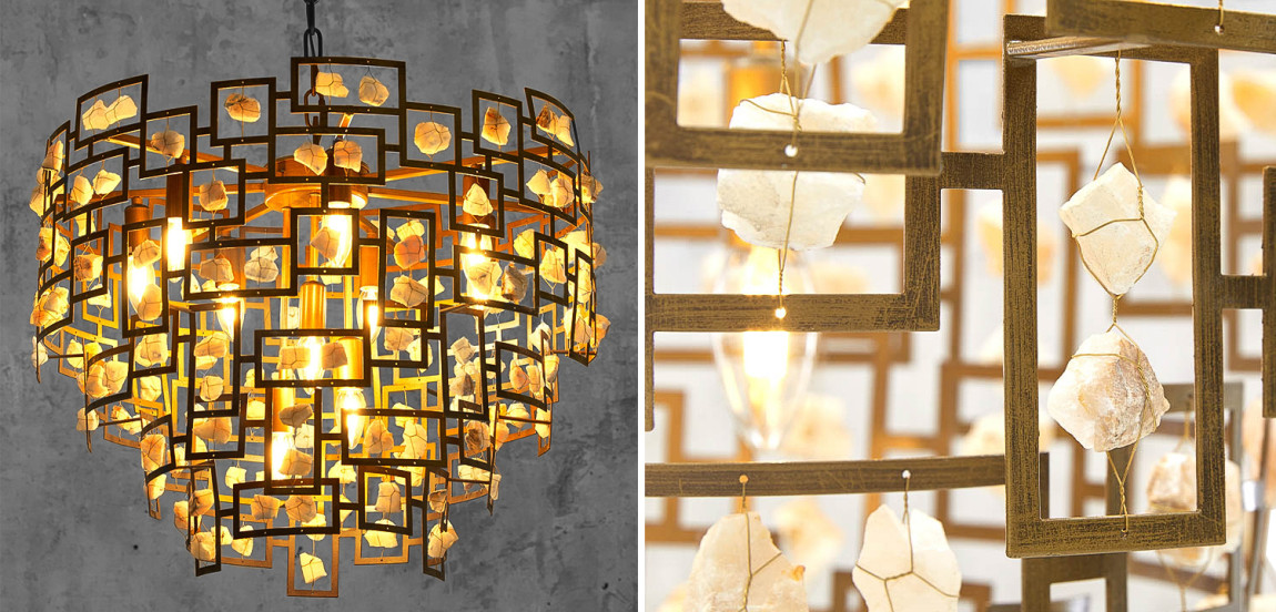 Люстра металлическая с подвесками из камня Maze Stones Chandelier 52