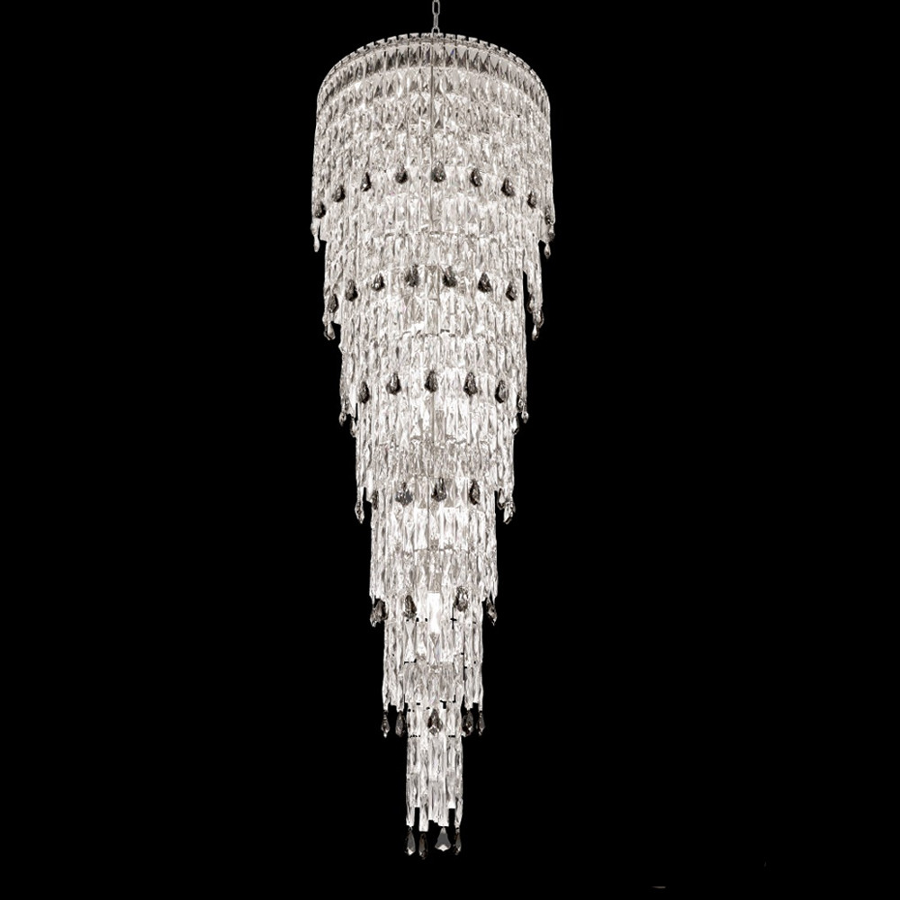 Люстра многоярусная каскадная с хрустальными подвесками Roul Crystal Light