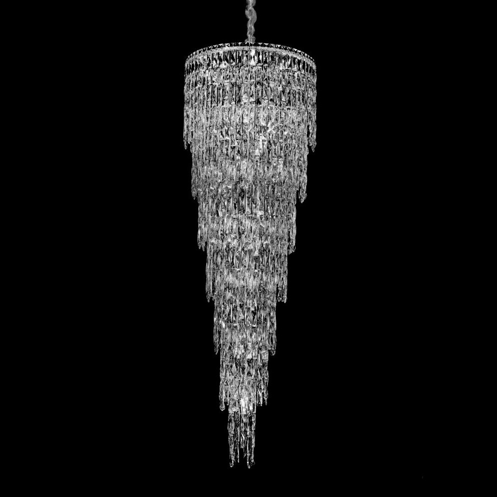 Люстра многоярусная каскадная с хрустальными подвесками Roul Crystal Light