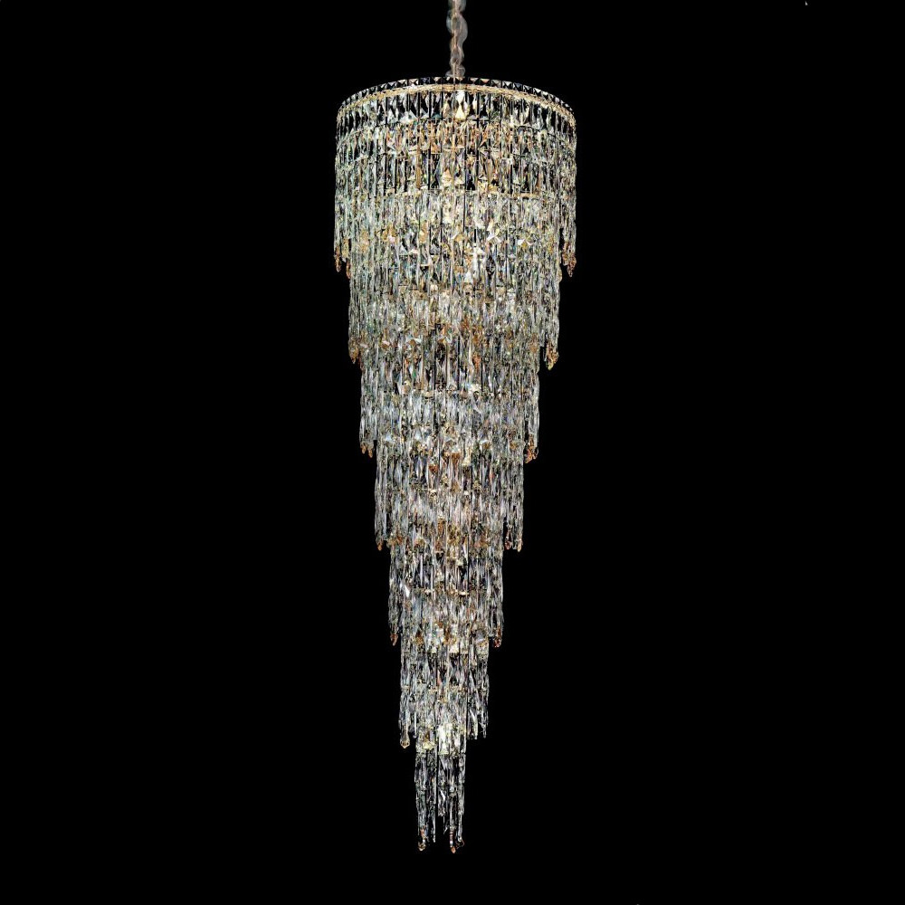 Люстра многоярусная каскадная с хрустальными подвесками Roul Crystal Light