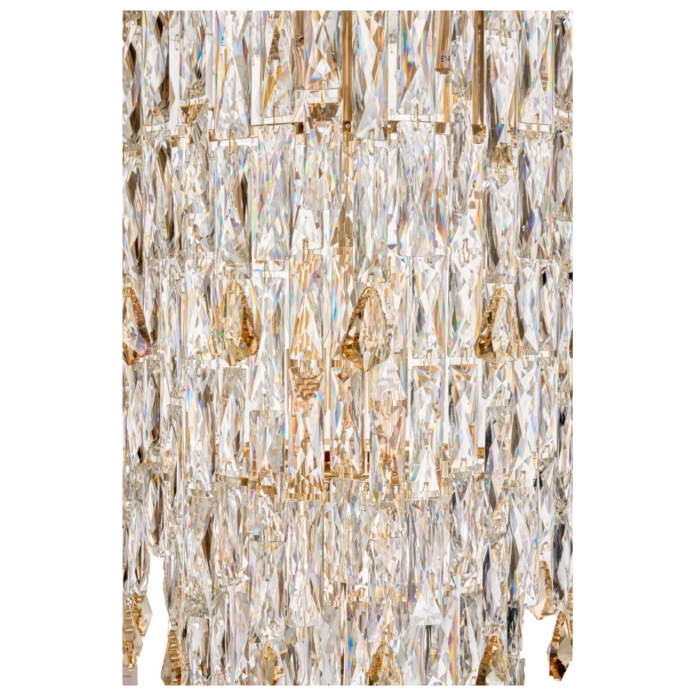 Люстра многоярусная каскадная с хрустальными подвесками Roul Crystal Light