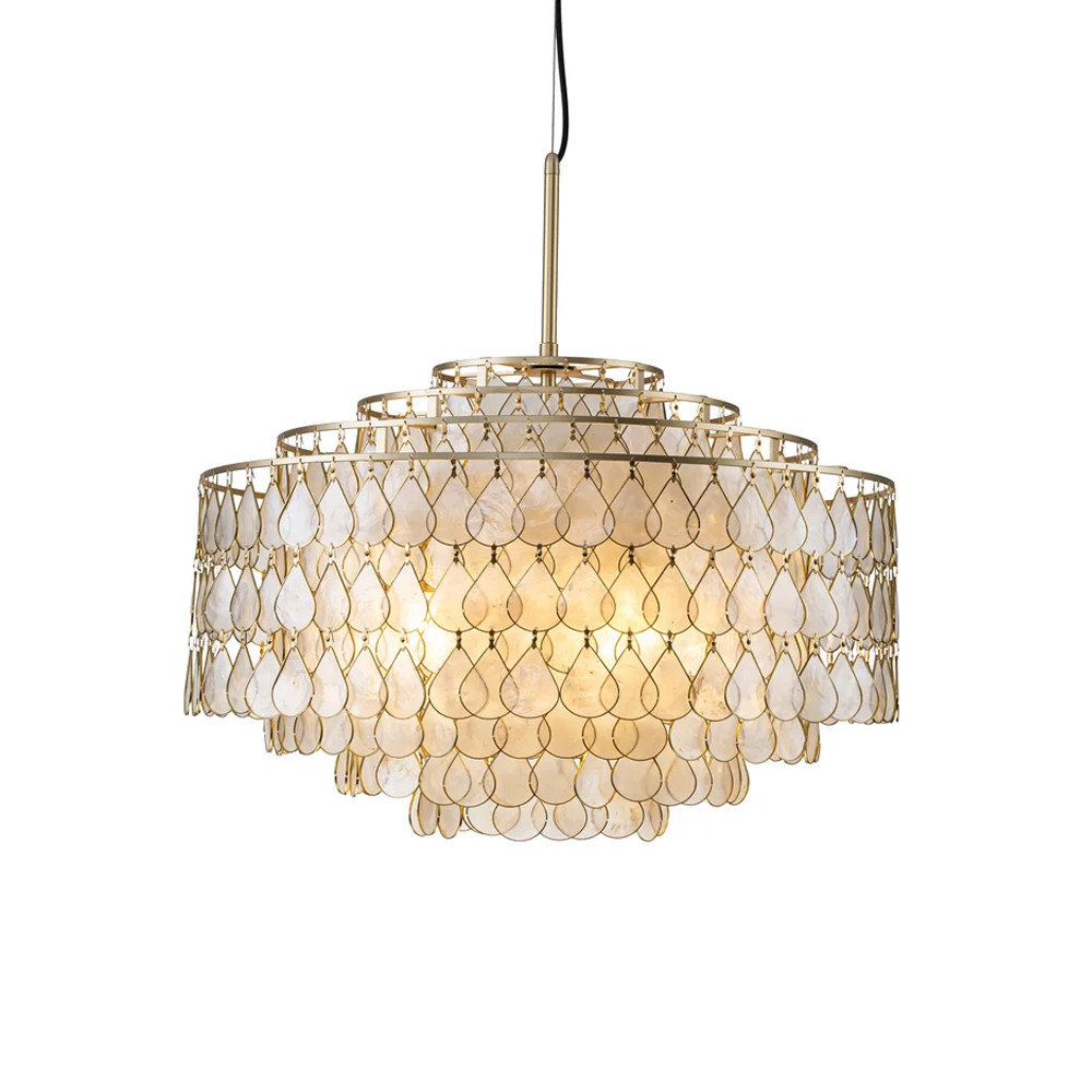 Люстра многоярусная с декором из натуральной морской ракушки Iridescent Light