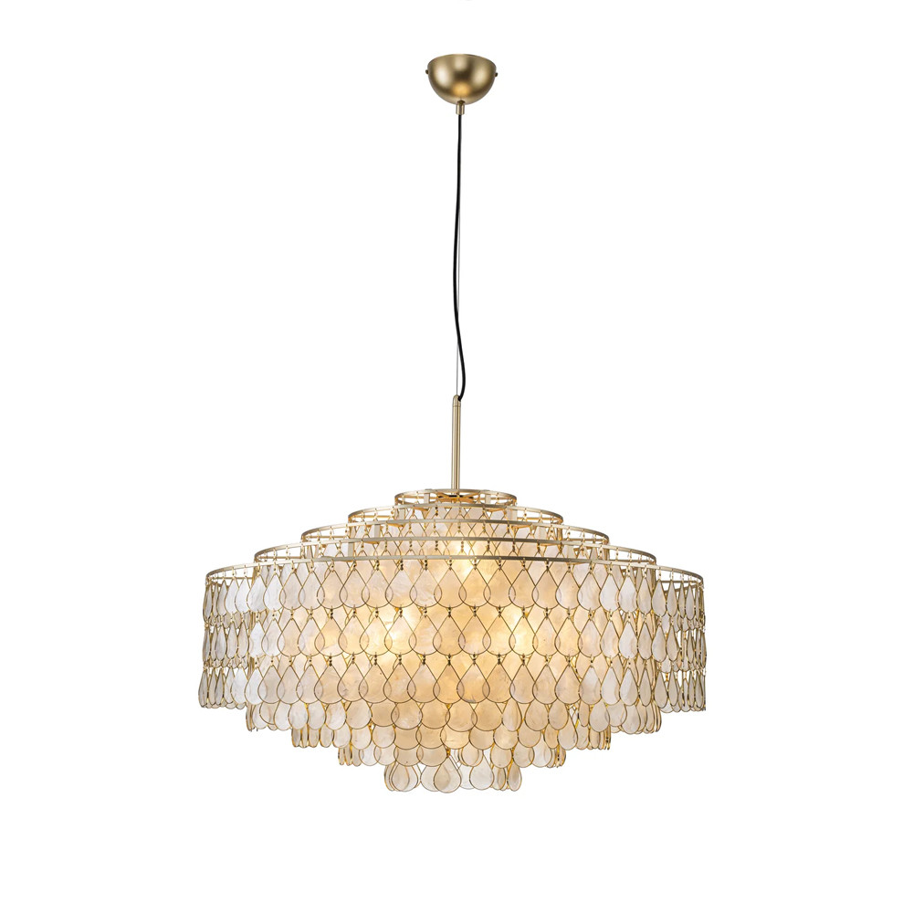 Люстра многоярусная с декором из натуральной морской ракушки Iridescent Light