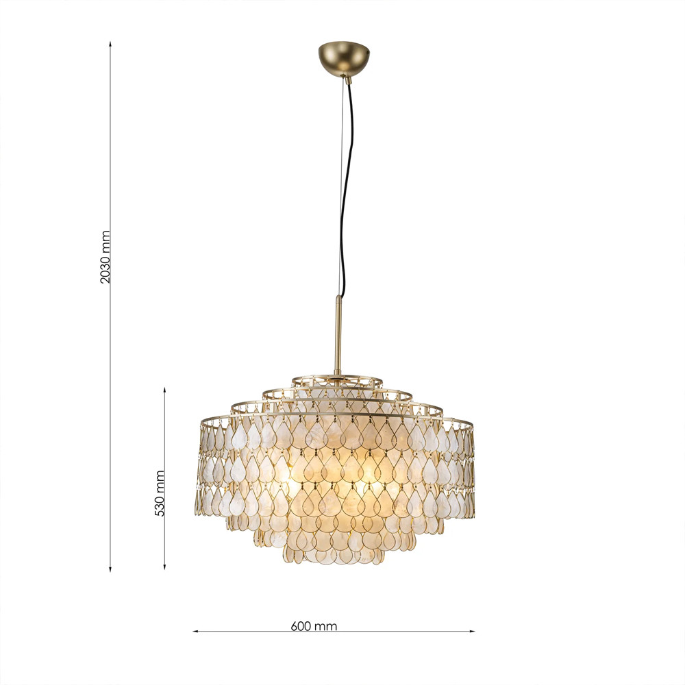 Люстра многоярусная с декором из натуральной морской ракушки Iridescent Light