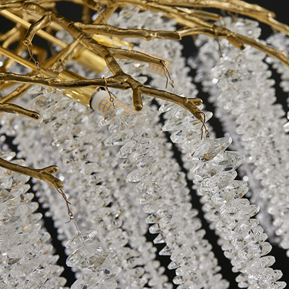 Люстра многоярусная с каркасом из металла и прозрачными подвесками FAIRYTREE Light