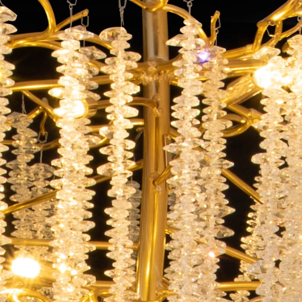 Люстра многоярусная с каркасом из металла и прозрачными подвесками FAIRYTREE Light