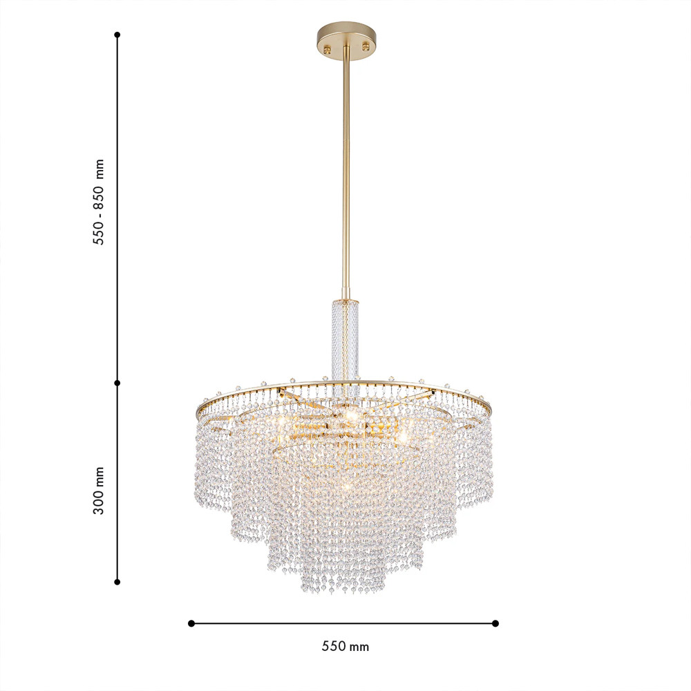 Люстра многоярусная с каскадами кристаллов Crystal Rains