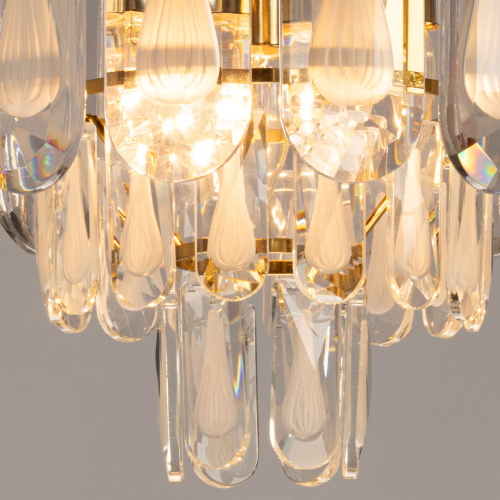 Люстра многоярусная с овальными прозрачными подвесками 28 см Harmonica