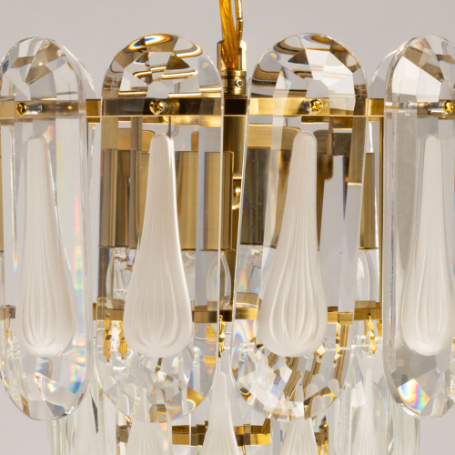 Люстра многоярусная с овальными прозрачными подвесками 28 см Harmonica