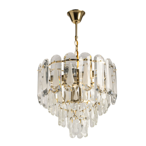 Люстра многоярусная с овальными прозрачными подвесками 36 см Harmonica