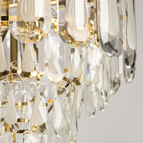 Люстра многоярусная с овальными прозрачными подвесками 36 см Harmonica