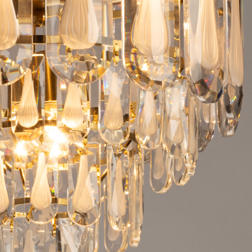 Люстра многоярусная с овальными прозрачными подвесками 36 см Harmonica