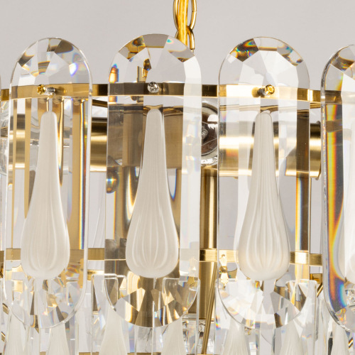 Люстра многоярусная с овальными прозрачными подвесками 36 см Harmonica