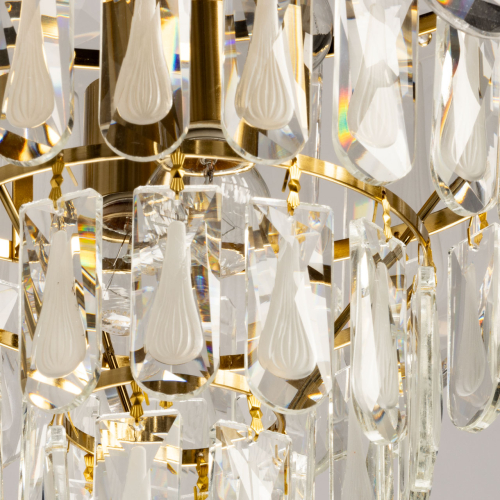 Люстра многоярусная с овальными прозрачными подвесками 36 см Harmonica