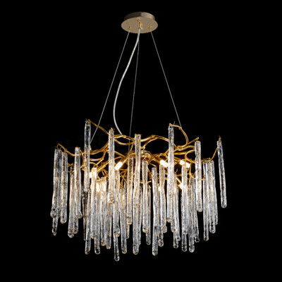 Люстра на подвесе с каркасом из металла и прозрачными подвесками из стекла Droplet Chandelier