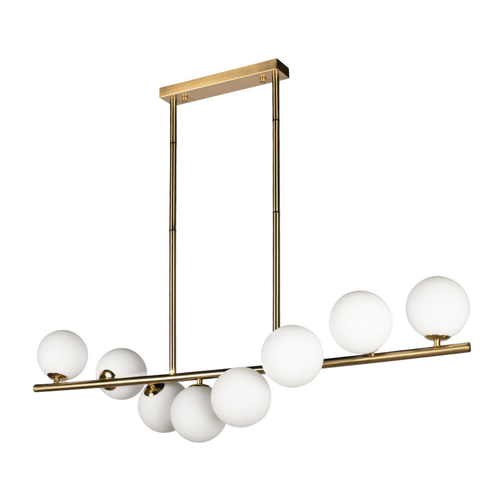 Люстра на штанге с 8-ю белыми шарообразными плафонами Bubble Chandelier