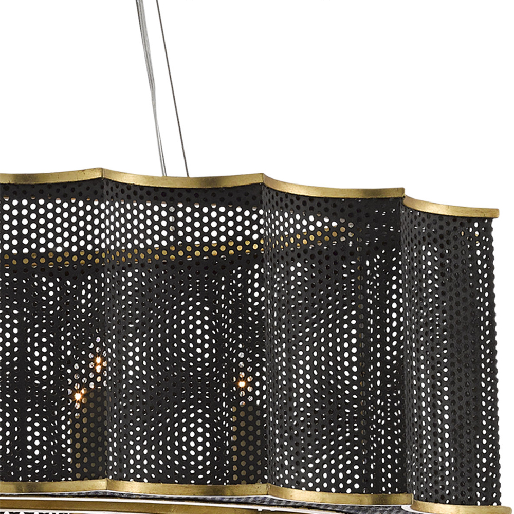 Люстра овальная в сочетании черного и золотого цвета Mesh Lighting