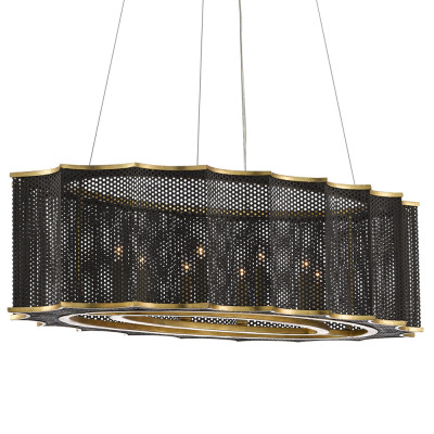 Люстра овальная в сочетании черного и золотого цвета Mesh Lighting