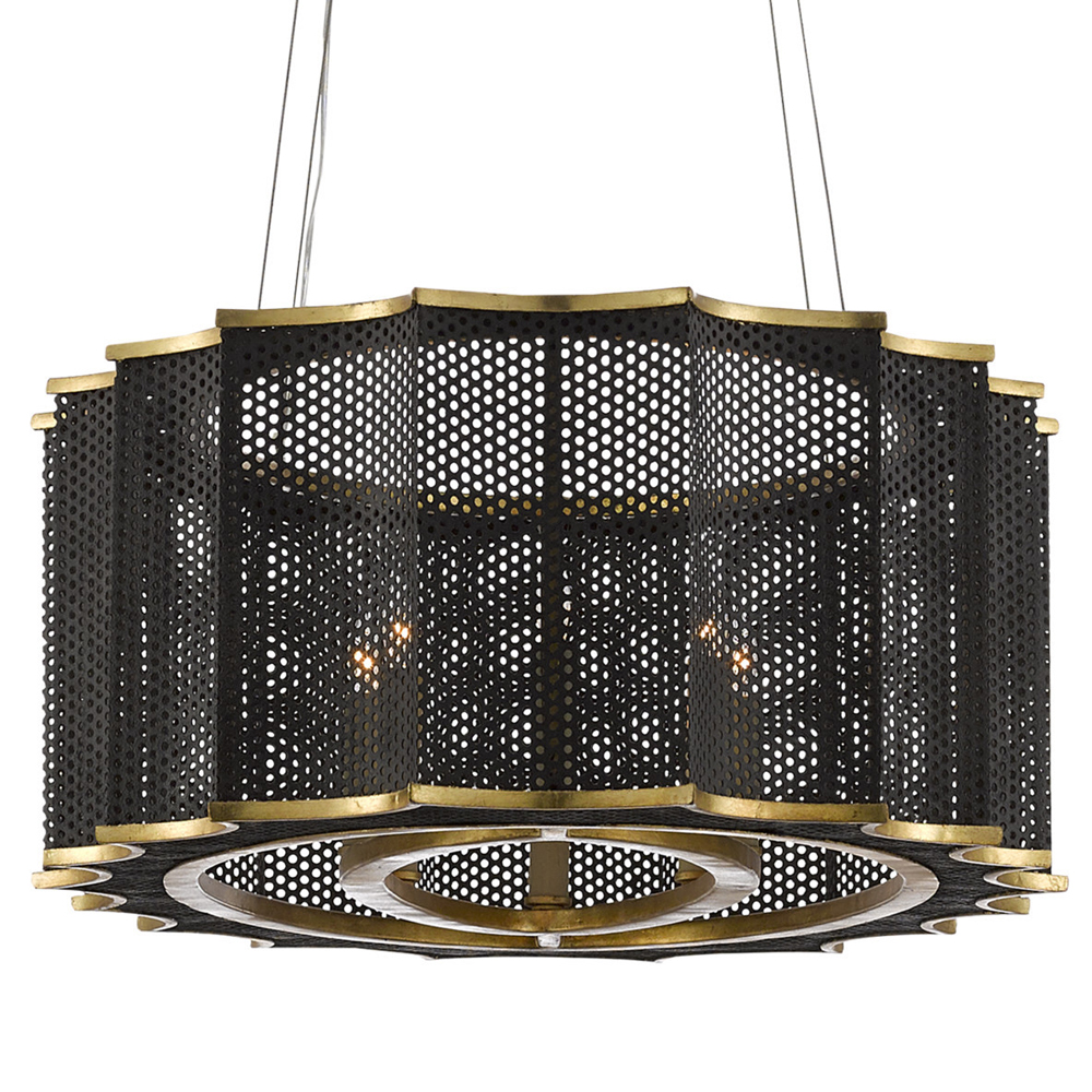 Люстра овальная в сочетании черного и золотого цвета Mesh Lighting