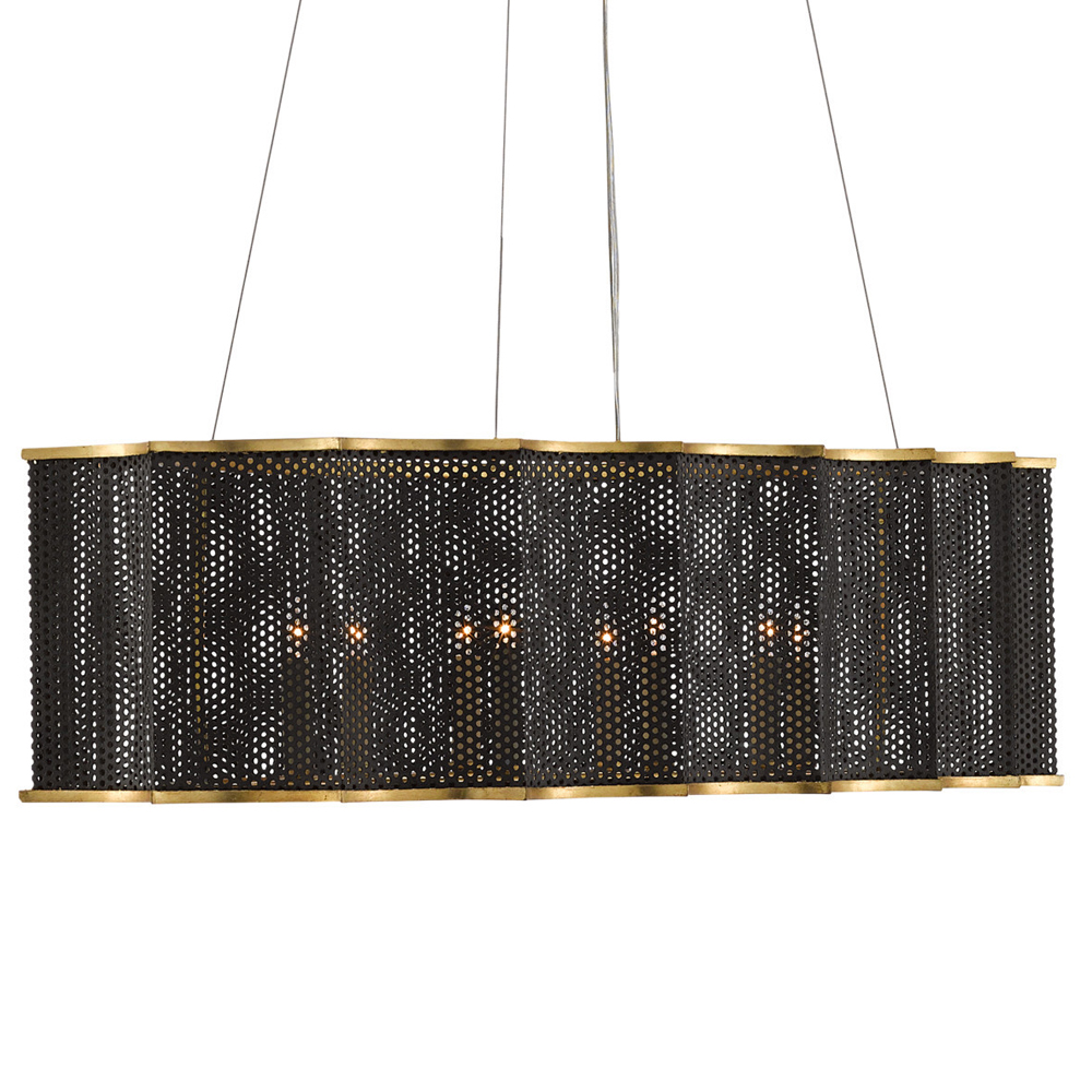 Люстра овальная в сочетании черного и золотого цвета Mesh Lighting