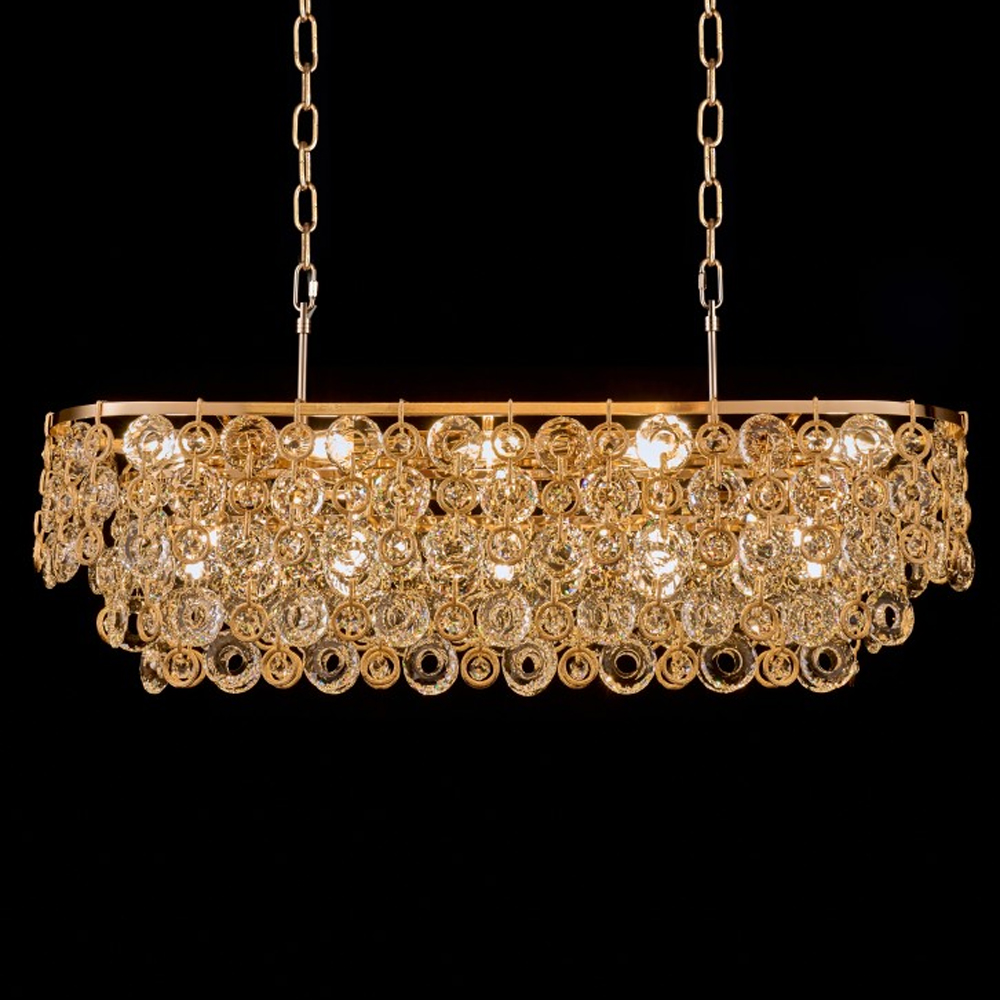 Люстра овальная каскадная с подвесками в форме колец Galaxy of Light