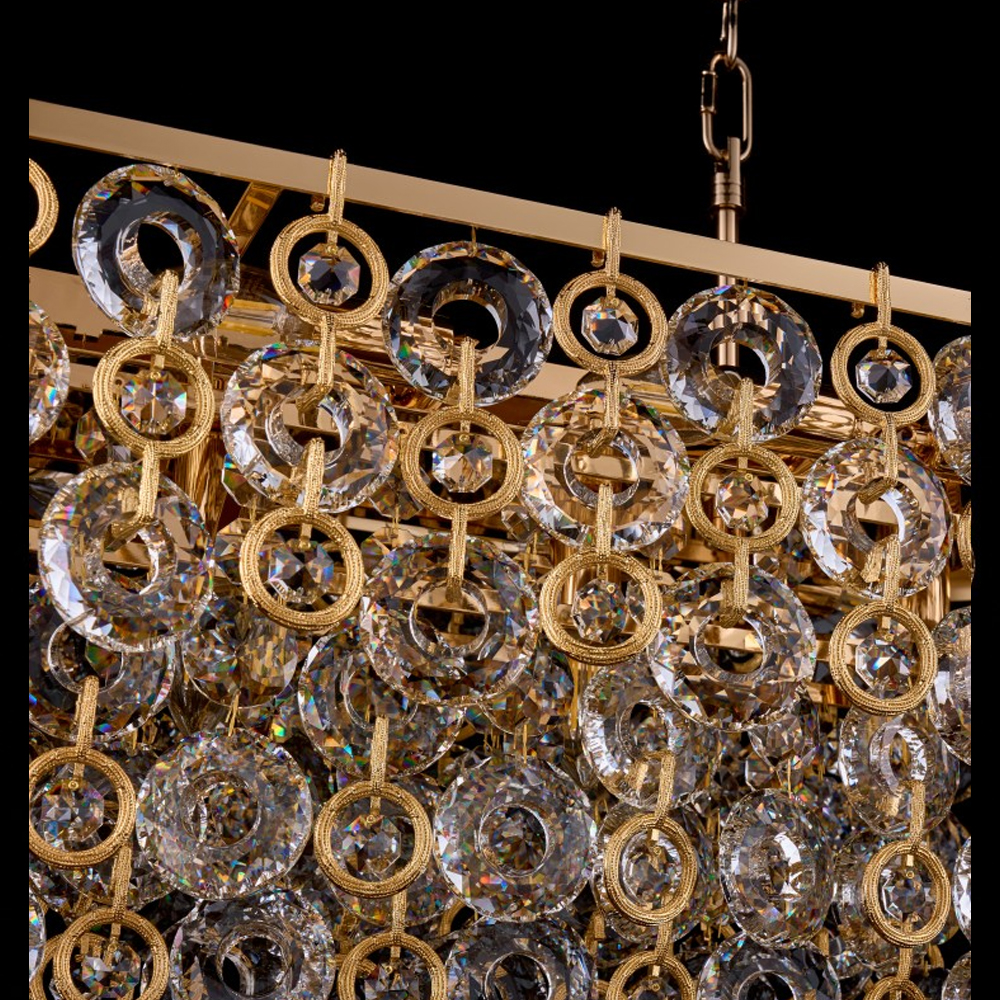 Люстра овальная каскадная с подвесками в форме колец Galaxy of Light