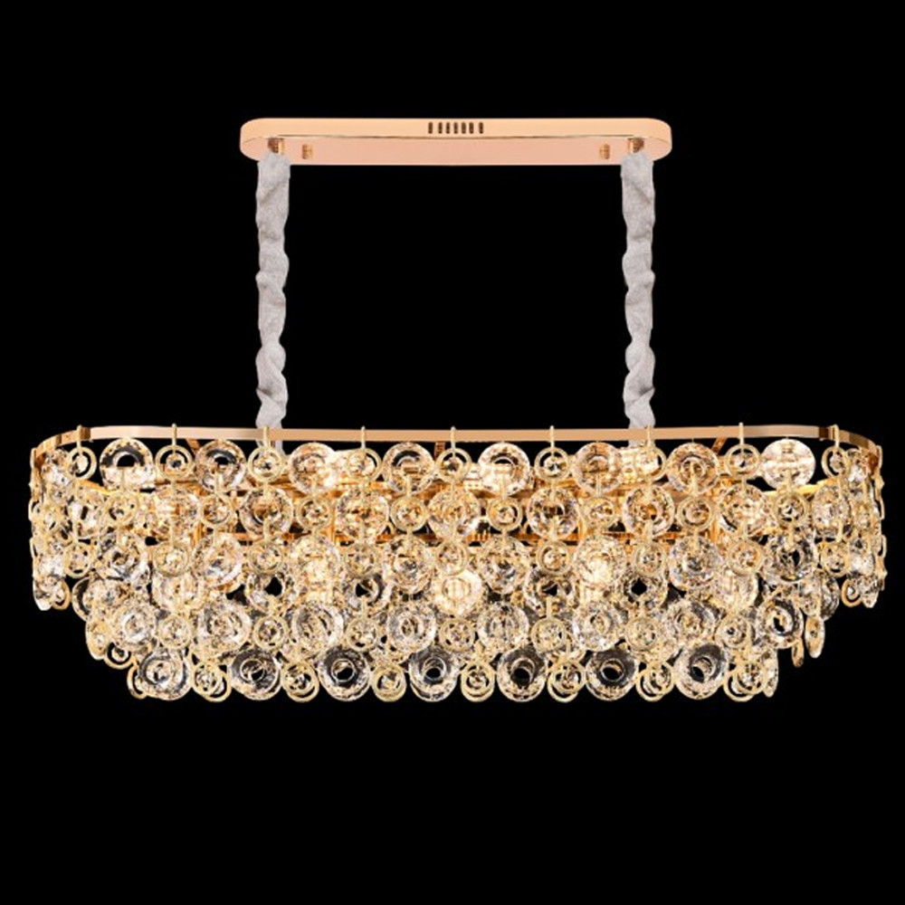 Люстра овальная каскадная с подвесками в форме колец Galaxy of Light