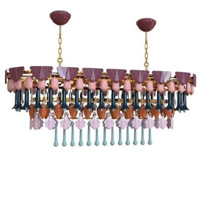 Люстра овальная с декором из разноцветных элементов в виде листьев Changing Seasons