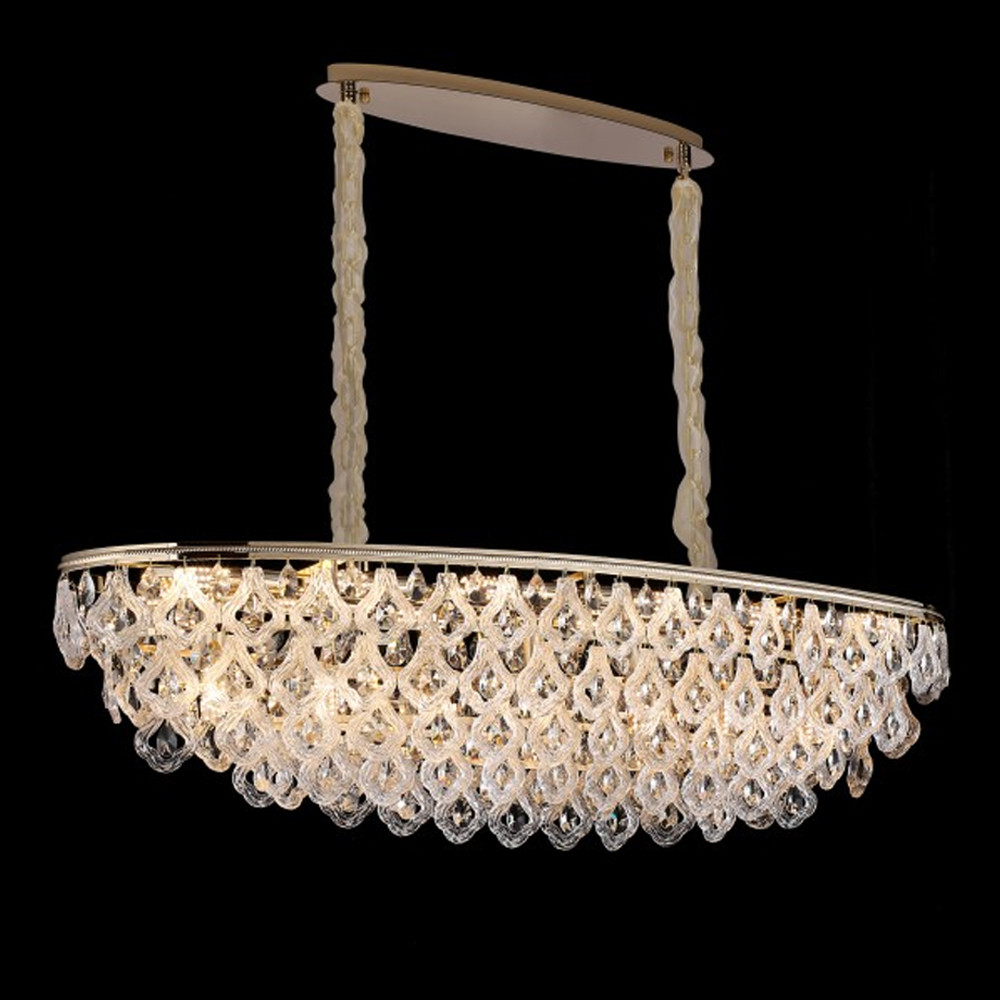 Люстра овальная с каскадом из подвесных прозрачных элементов Attractiveness