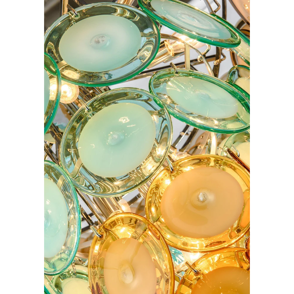 Люстра овальная с каскадом из разноцветных круглых подвесов Key Lustar