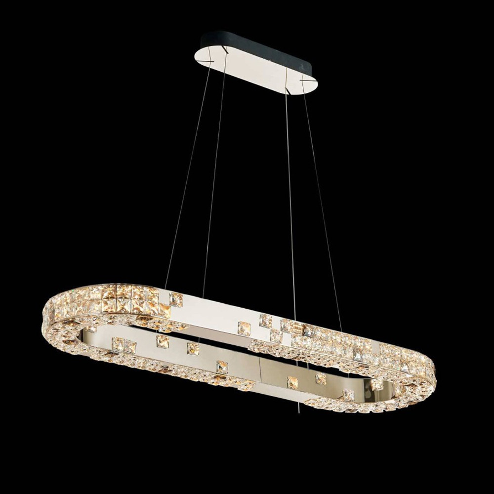 Люстра овальная с мозаичным хрустальным оформлением Sparks of Crystal