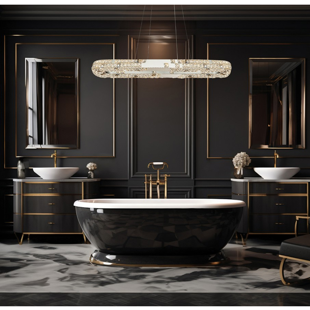 Люстра овальная с мозаичным хрустальным оформлением Sparks of Crystal