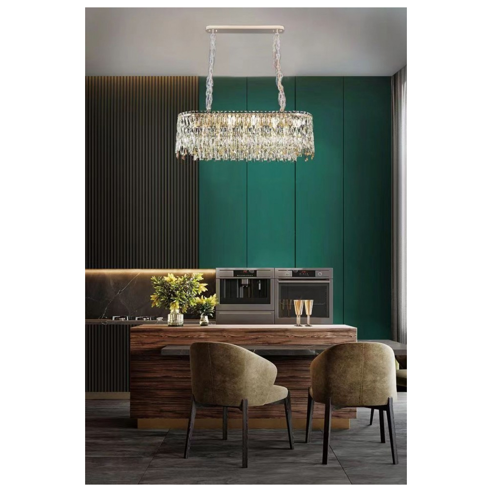 Люстра овальная с хрустальными подвесками Roul Crystal Light