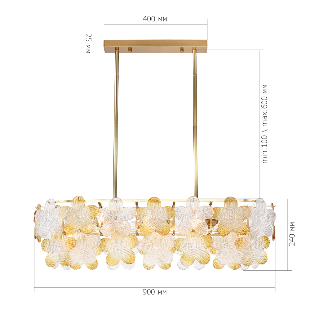 Люстра овальная с цветочными мотивами Light Floral Glow