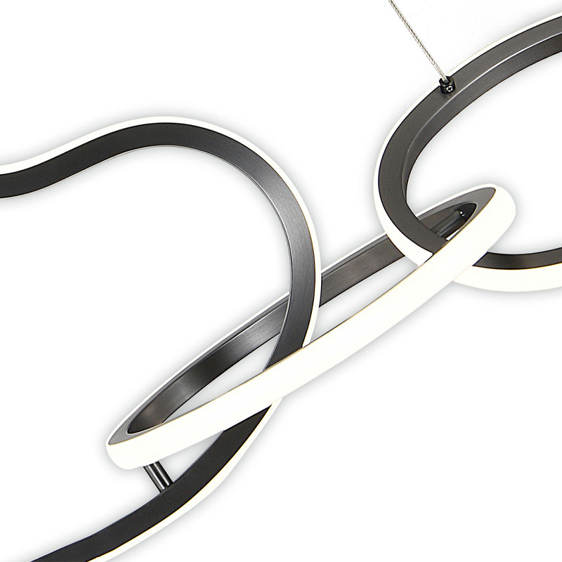 Люстра подвесная  5-ю асимметричными кольцами черного цвета Ring Horizontal