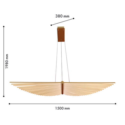Люстра подвесная в форме веера из металла золотого цвета Gold Solace