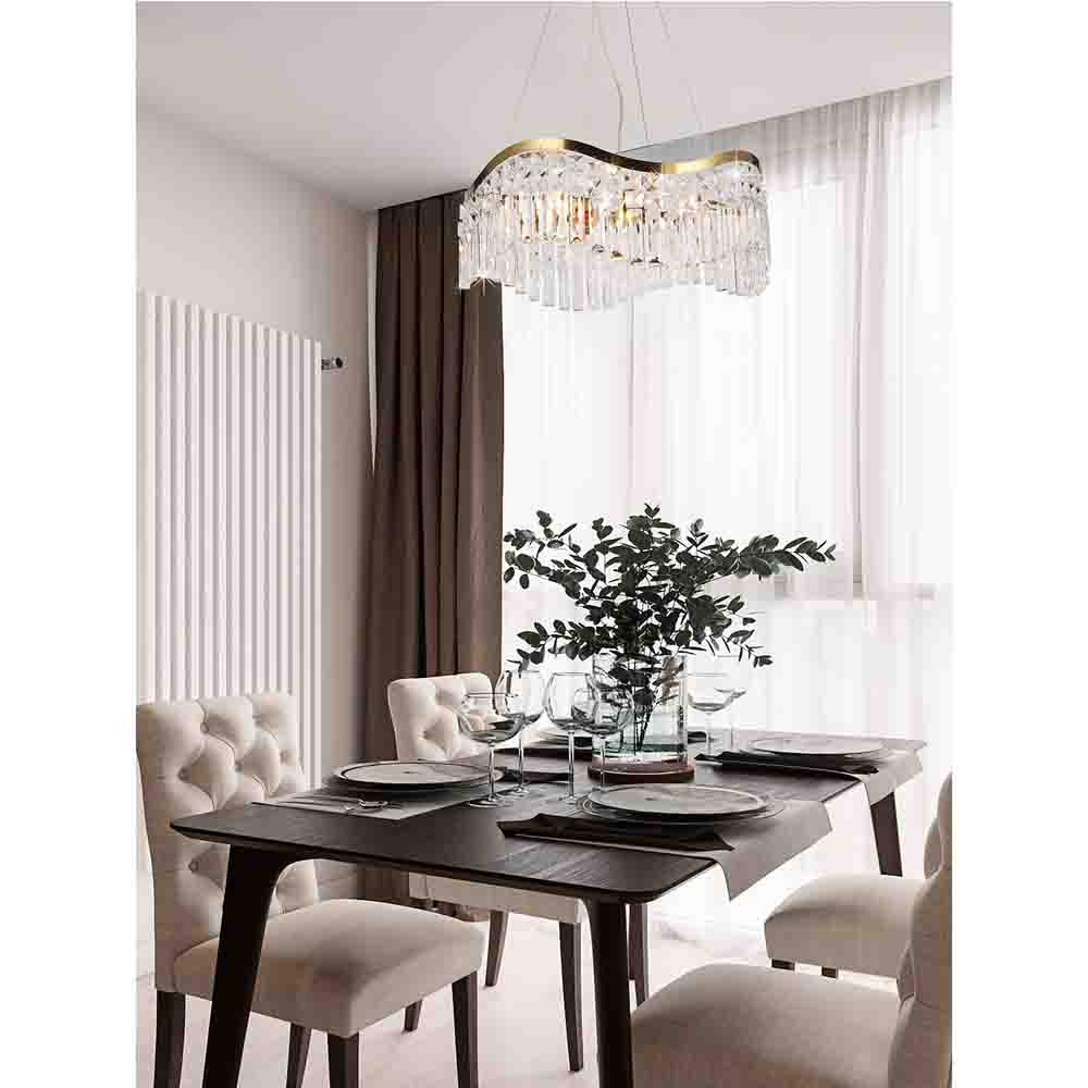 Люстра подвесная волнистой формы с хрустальными подвесками Ludivine Lighting