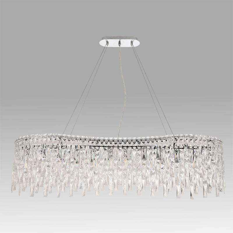 Люстра подвесная вытянутой формы с хрустальными подвесками Ludivine Lighting