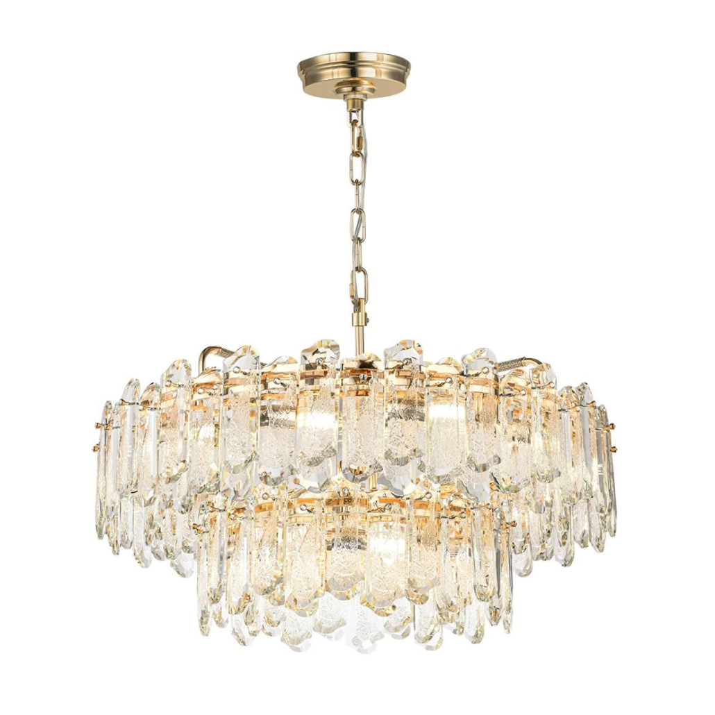 Люстра подвесная двухъярусная с хрустальными овальными подвесками Harmonica