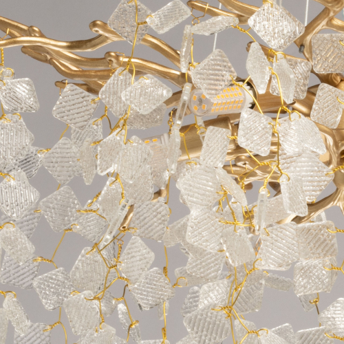 Люстра подвесная золотого цвета с декоративными ветвями и прозрачными рельефными подвесками FAIRYTREE Light