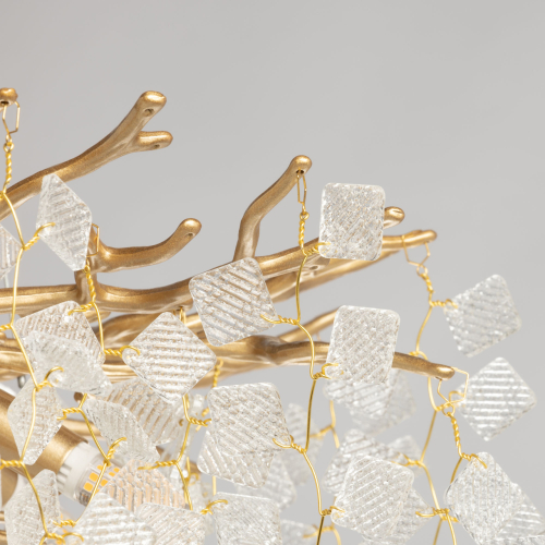 Люстра подвесная золотого цвета с декоративными ветвями и прозрачными рельефными подвесками FAIRYTREE Light