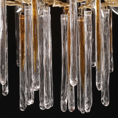 Люстра подвесная золотого цвета с разветвленными ветвями и прозрачными стеклянными подвесками Droplet Chandelier