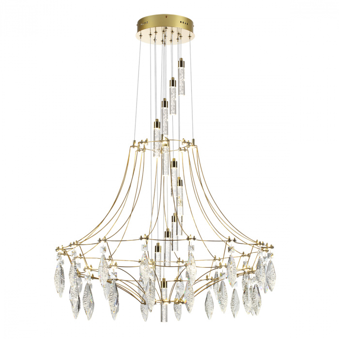 Люстра подвесная из металла с хрустальными прозрачными подвесками Quasar 81