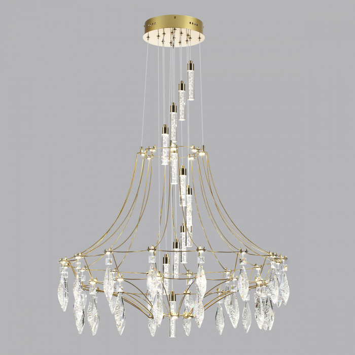 Люстра подвесная из металла с хрустальными прозрачными подвесками Quasar 81