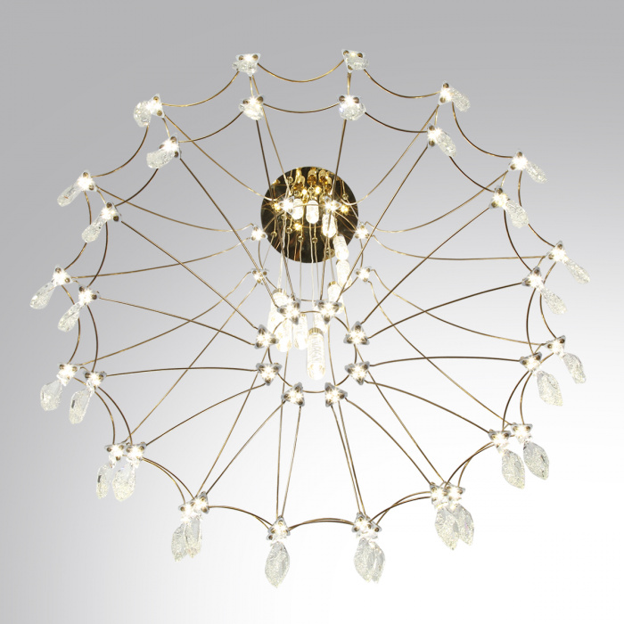 Люстра подвесная из металла с хрустальными прозрачными подвесками Quasar 81