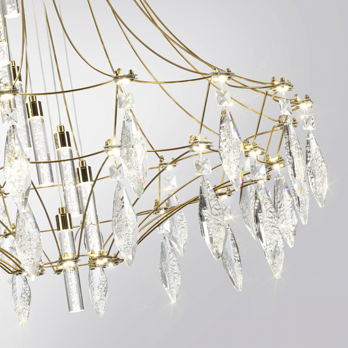 Люстра подвесная из металла с хрустальными прозрачными подвесками Quasar 81